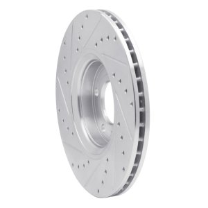 Chevrolet Astra Brake Rotor (1) - Front Right - R1 Concepts - Drilled & Slotted - Silver - `99-`10